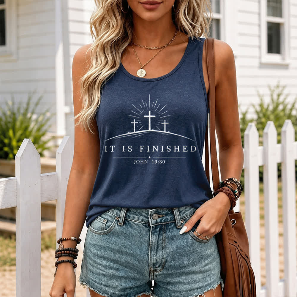 Christianartworkshop Classic Faith It Is Finished Cross Racerback Tank Top - image 9