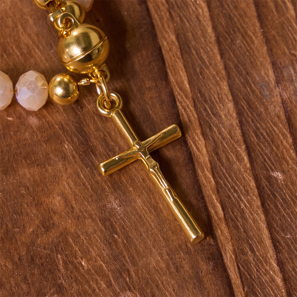 Christianartworkshop Versatile Layerable Bead Rosary Bracelet: Emblem of Warm Celestial Blessing - image 17