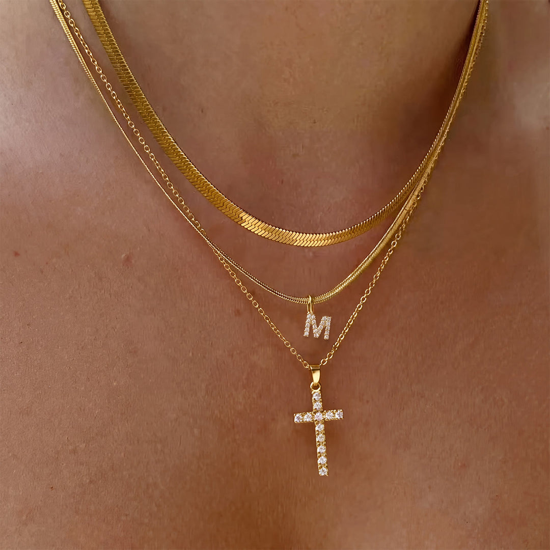 Christianartworkshop Sparkle Crystal Layered Initial Cross Necklace: Token of Personal Heavenly Grace - M - image 14