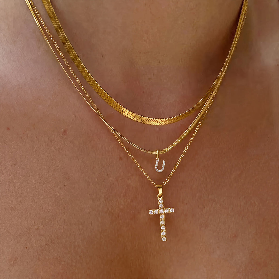 Christianartworkshop Sparkle Crystal Layered Initial Cross Necklace: Token of Personal Heavenly Grace - U - image 22