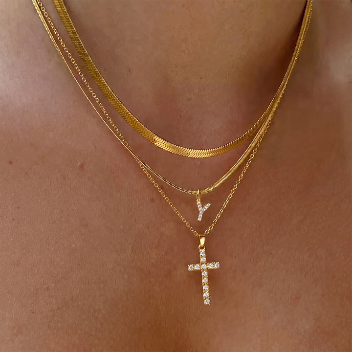 Christianartworkshop Sparkle Crystal Layered Initial Cross Necklace: Token of Personal Heavenly Grace - Y - image 26