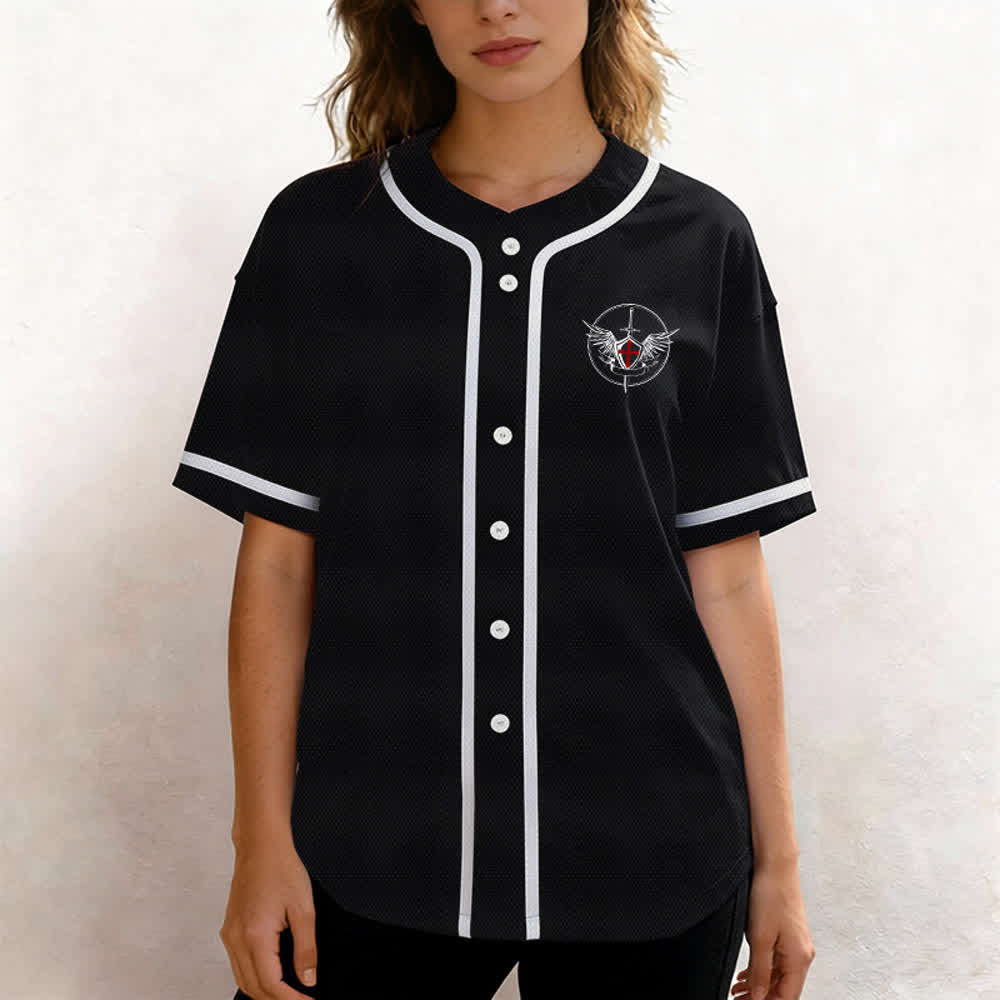 Christianartworkshop St.Michael Archangel Defend Us Unisex Baseball Jersey - image 13