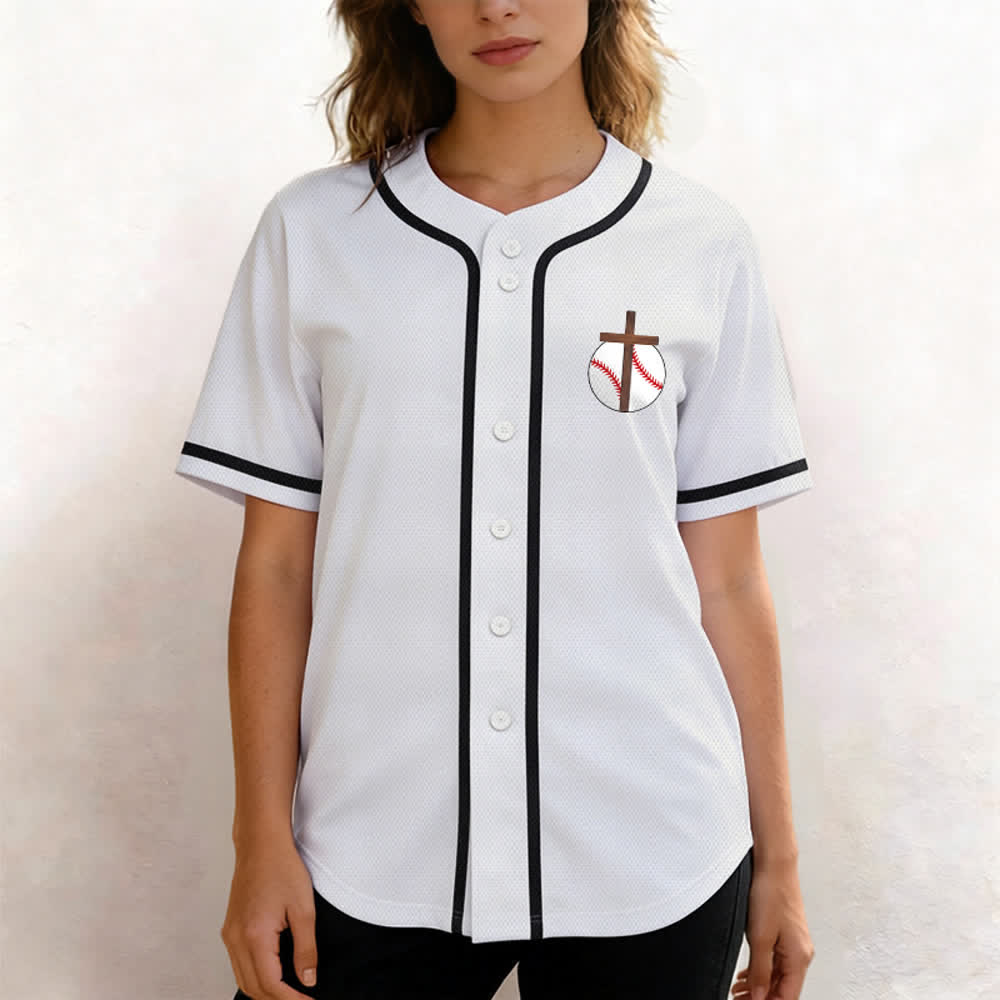 Christianartworkshop Philippians 4:13 Faith Baseball Jersey: Baseball Cross Motto Strength Devotion Athletic Shirt - image 18