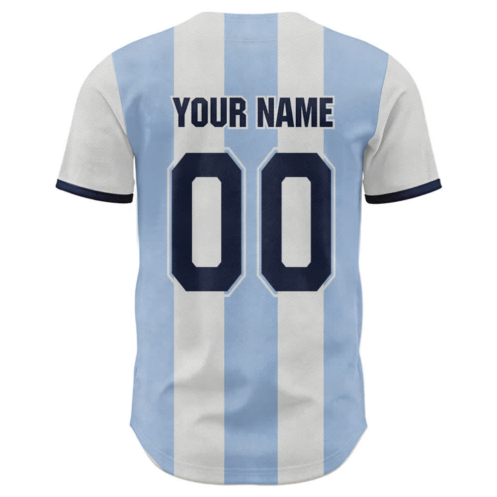 Christianartworkshop Custom Name Number "Jesus Is King" Cross Print Striped Baseball Jersey - image 2