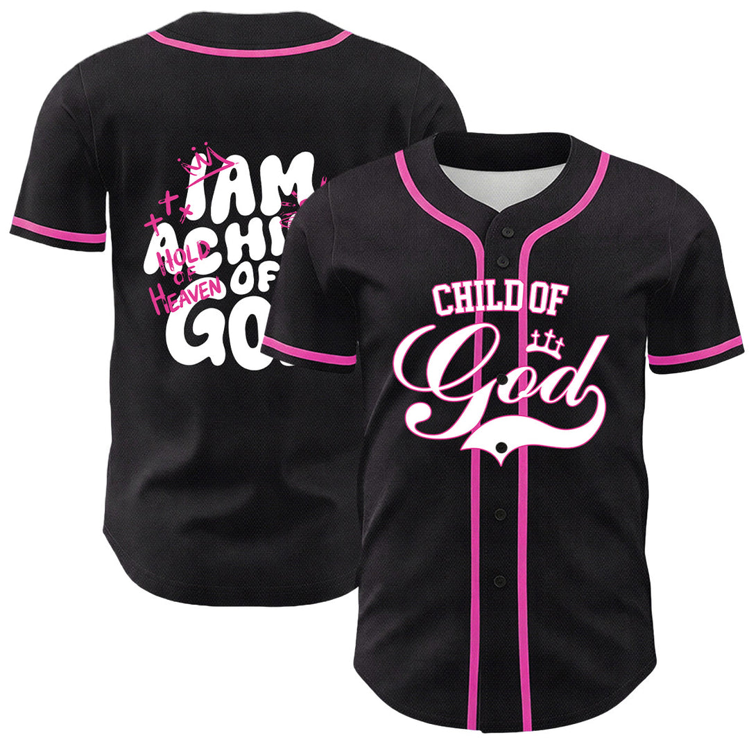 Christianartworkshop I Am A Child Of God Lamb Crown Graphic Unisex Baseball Jersey - Pink - 5XL - image 12