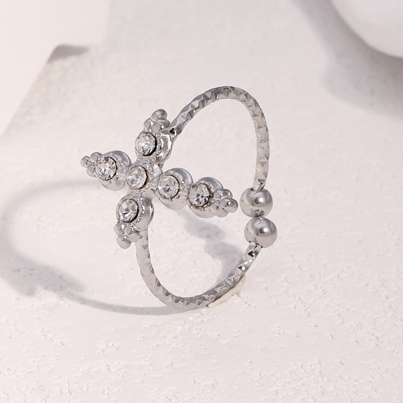 Christianartworkshop Twisted Band Adjustable Cross Stone Ring: Emblem of Radiant Heavenly Blessing - image 4