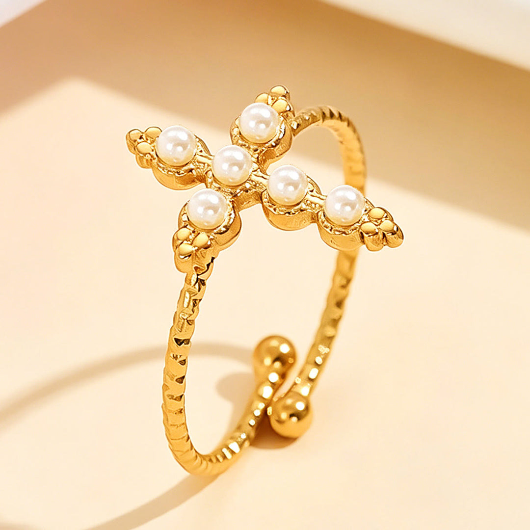 Christianartworkshop Twisted Band Adjustable Cross Stone Ring: Emblem of Radiant Heavenly Blessing - White(Suitable for US Sizes 6-9 ) - image 9