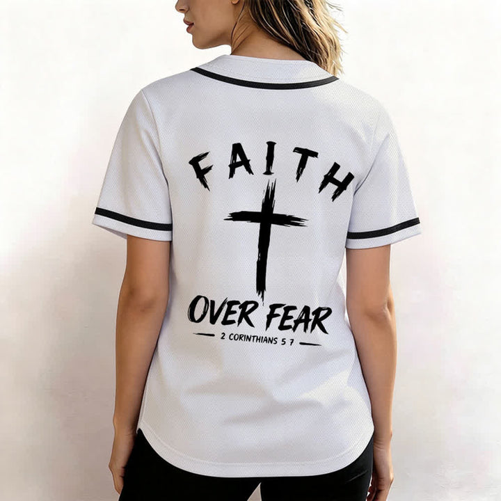 Christianartworkshop Faith Over Fear Contrast Trim Baseball Jersey - image 31