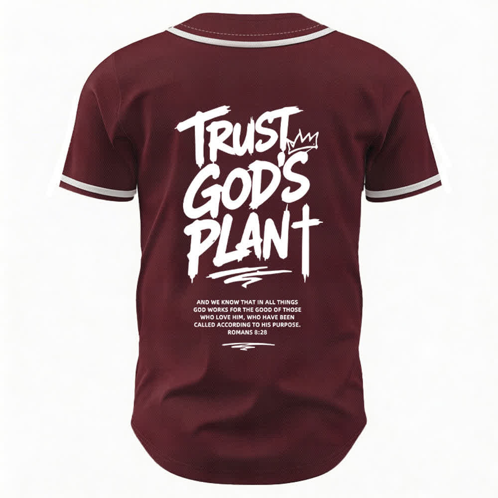 Christianartworkshop Trust God's Plan Button Up Baseball Jersey - image 8