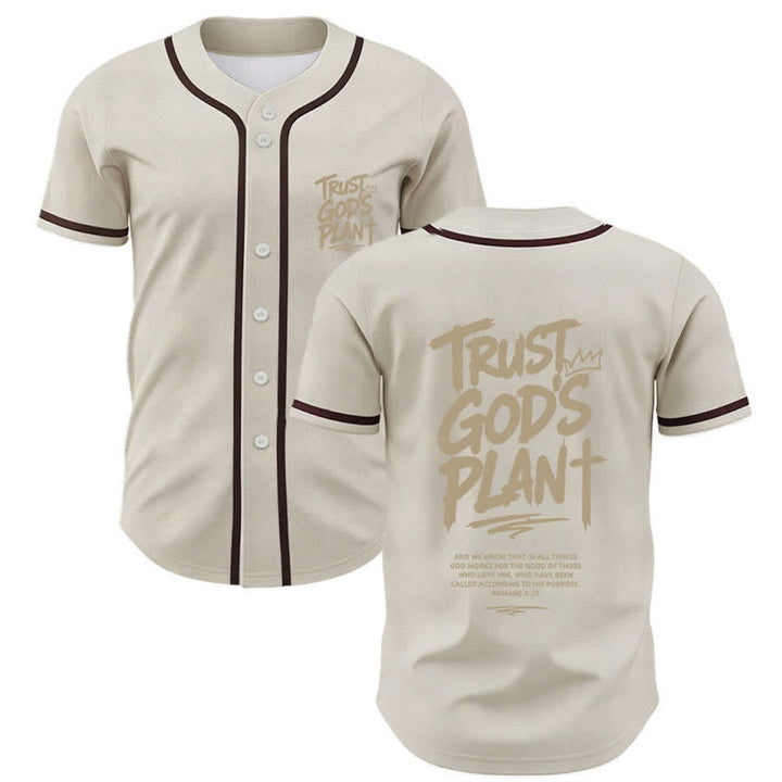Christianartworkshop Trust God's Plan Button Up Baseball Jersey - Beige - 5XL - image 21
