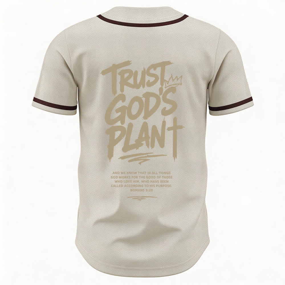 Christianartworkshop Trust God's Plan Button Up Baseball Jersey - image 22