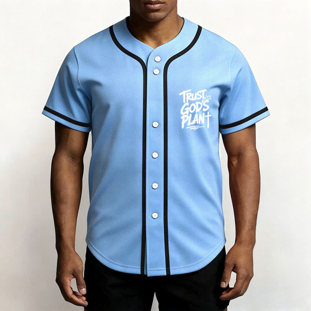 Christianartworkshop Trust God's Plan Button Up Baseball Jersey - image 55