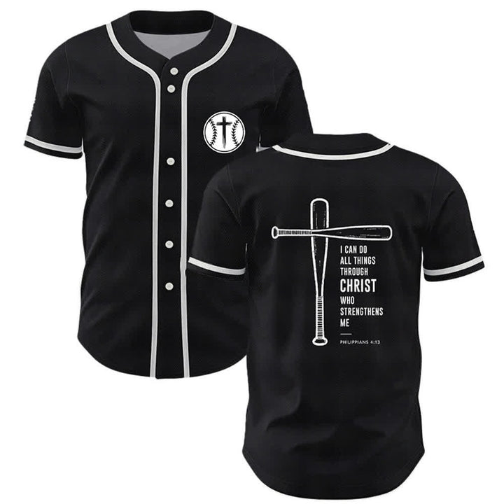 Christianartworkshop I CAN DO ALL THINGS THROUGH CHRIST Baseball Jersey - Black - 5XL - image 0