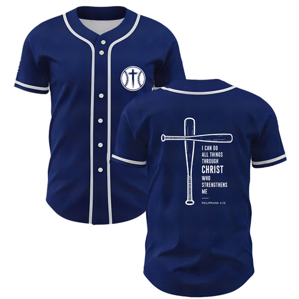 Christianartworkshop I CAN DO ALL THINGS THROUGH CHRIST Baseball Jersey - Navy Blue - 5XL - image 35