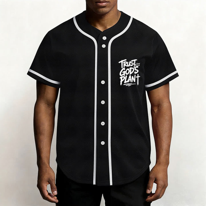 Christianartworkshop Trust God's Plan Button Up Baseball Jersey - image 6