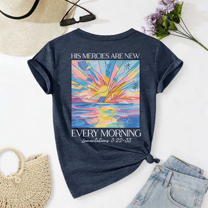 Christianartworkshop Grace Cross Rolled Sleeve Knot Hem Women's V Neck Tee - image 25