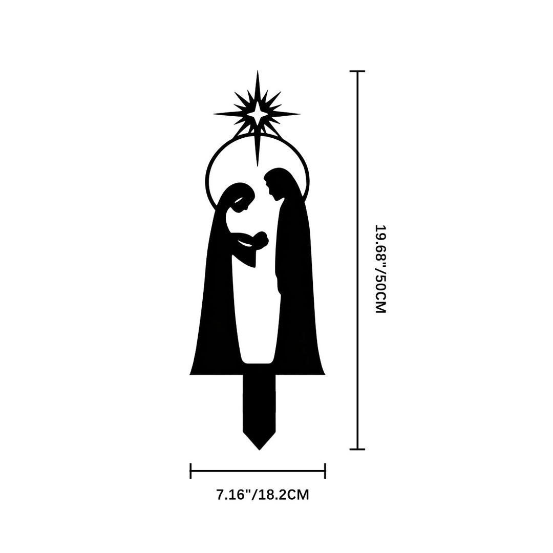 Christianartworkshop Anti-Rust Matte Metal Holy Family Garden Spike: Emblem of Long-Lasting Outdoor Sacred Warmth - 7.16"*19.68"*0.06'' / 18.2*50*0.15cm - image 4