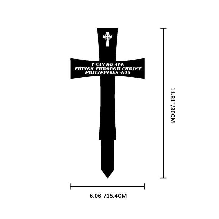 Christianartworkshop Traditional Cross Shape Metal Yard Stake With Uplifting Bible Quote: Token of Steadfast Divine Fortitude - 11.81''*6.06''*0.04''/30*15.4*0.1cm - image 6