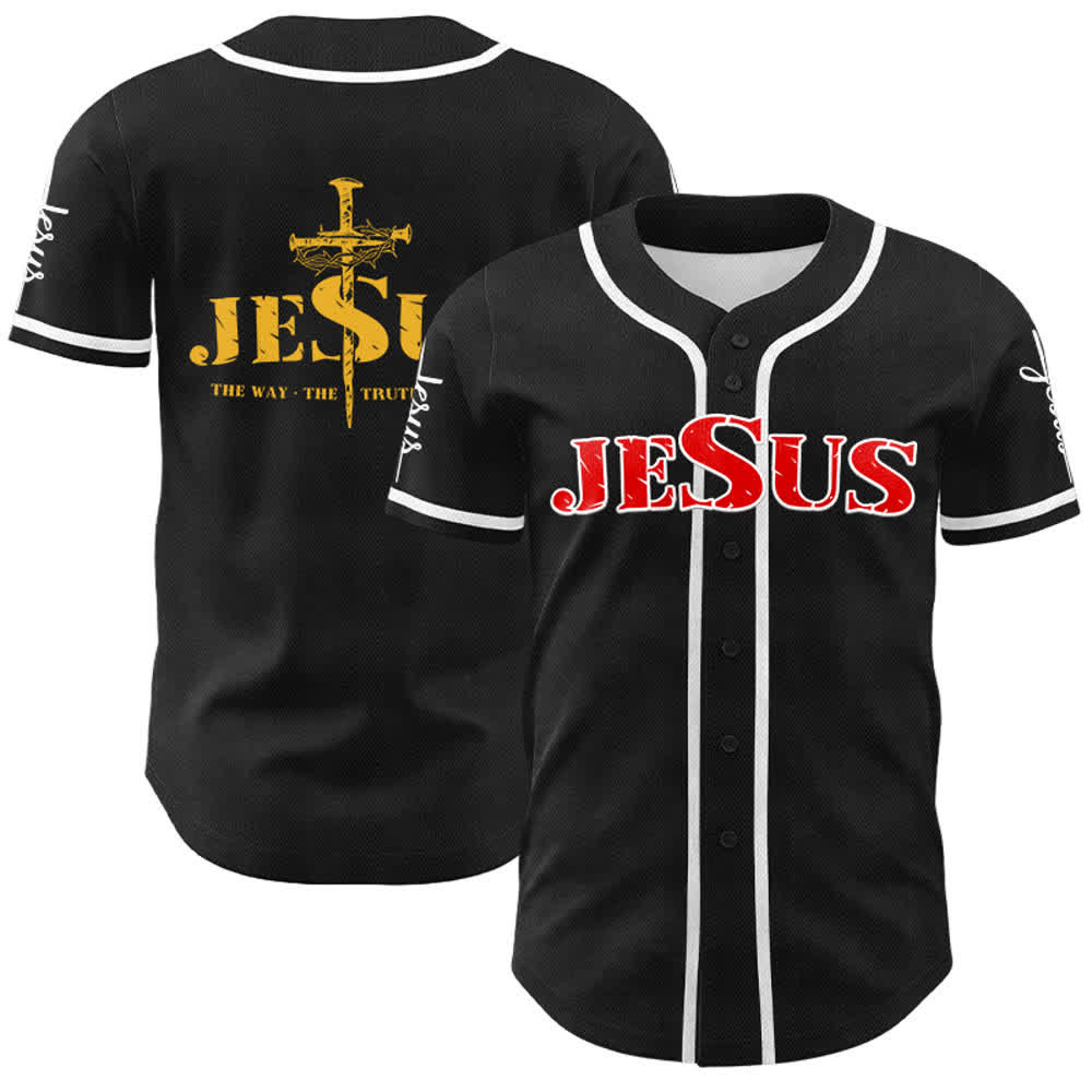 Christianartworkshop Jesus Cross Nail and Crown of Thorns Baseball Jersey - Red Jesus - White - 5XL - image 39