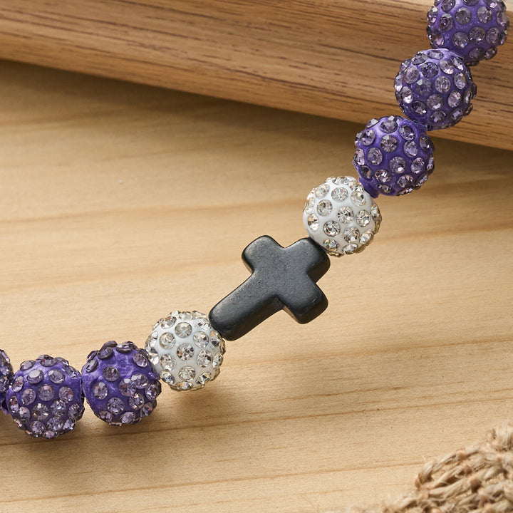 Christianartworkshop All-Day Wear Discoball Bling Baseball Beaded Cross Cross Bracelet: Symbol of Steady Sacred Light - image 29