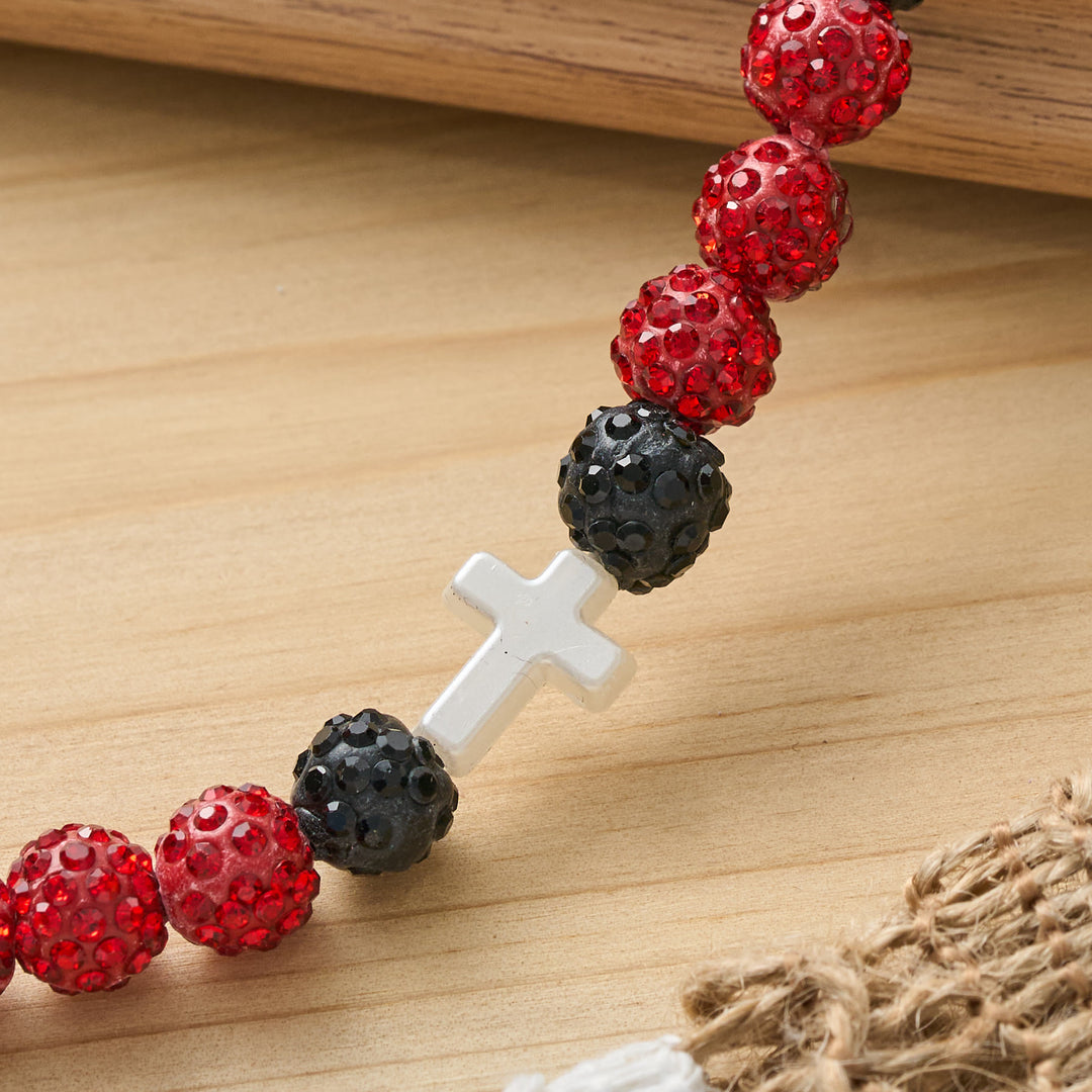 Christianartworkshop All-Day Wear Discoball Bling Baseball Beaded Cross Cross Bracelet: Symbol of Steady Sacred Light - image 13