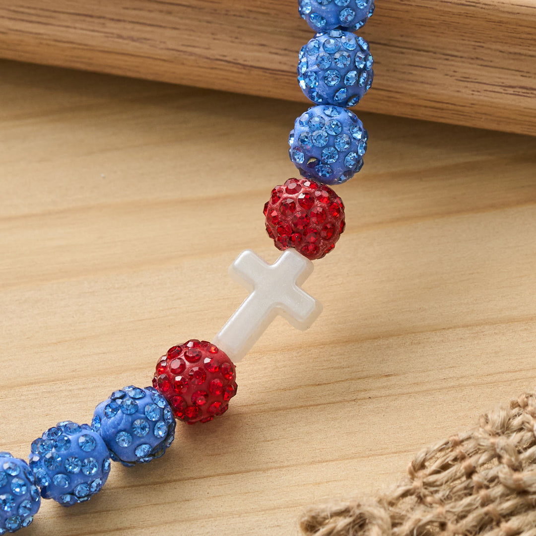 Christianartworkshop All-Day Wear Discoball Bling Baseball Beaded Cross Cross Bracelet: Symbol of Steady Sacred Light - image 5