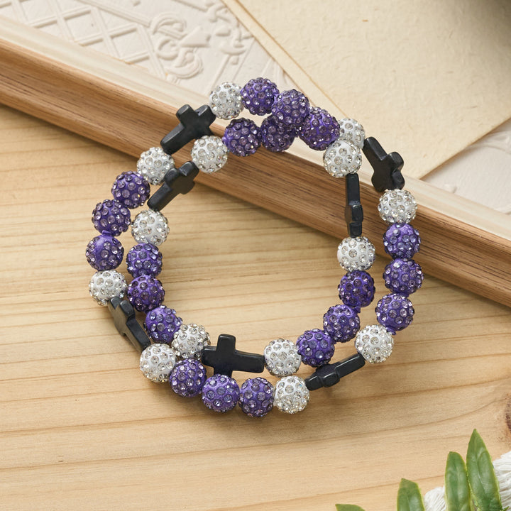 Christianartworkshop All-Day Wear Discoball Bling Baseball Beaded Cross Cross Bracelet: Symbol of Steady Sacred Light - image 27
