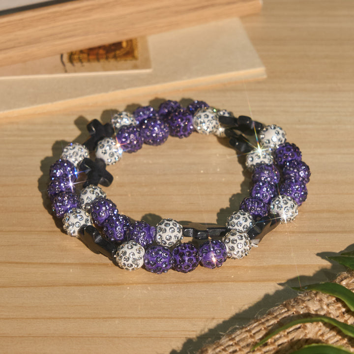Christianartworkshop All-Day Wear Discoball Bling Baseball Beaded Cross Cross Bracelet: Symbol of Steady Sacred Light - G - image 26