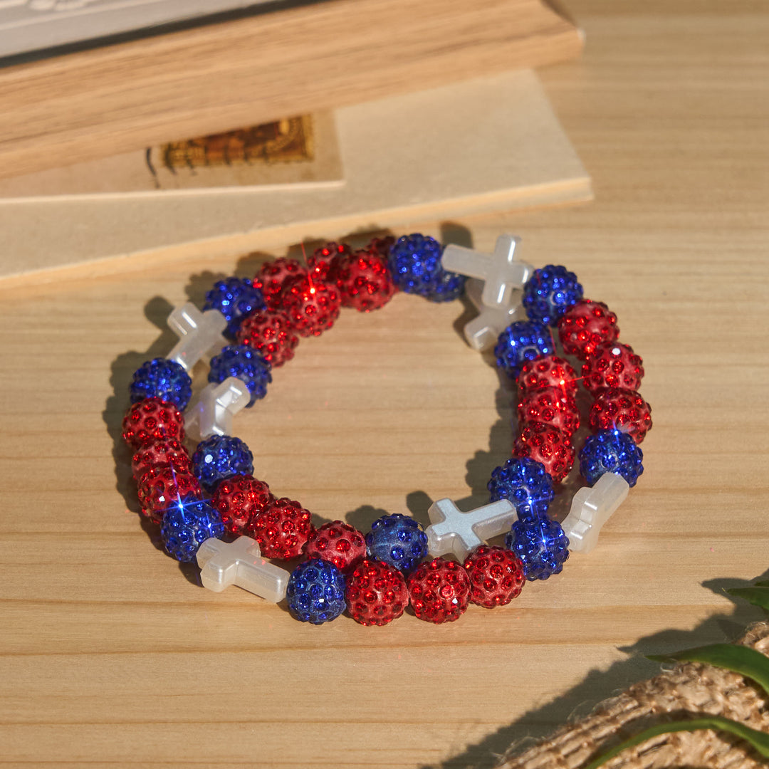 Christianartworkshop All-Day Wear Discoball Bling Baseball Beaded Cross Cross Bracelet: Symbol of Steady Sacred Light - D - image 14