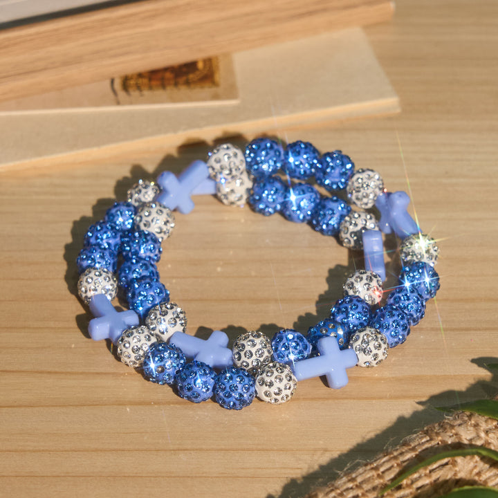 Christianartworkshop All-Day Wear Discoball Bling Baseball Beaded Cross Cross Bracelet: Symbol of Steady Sacred Light - F - image 22
