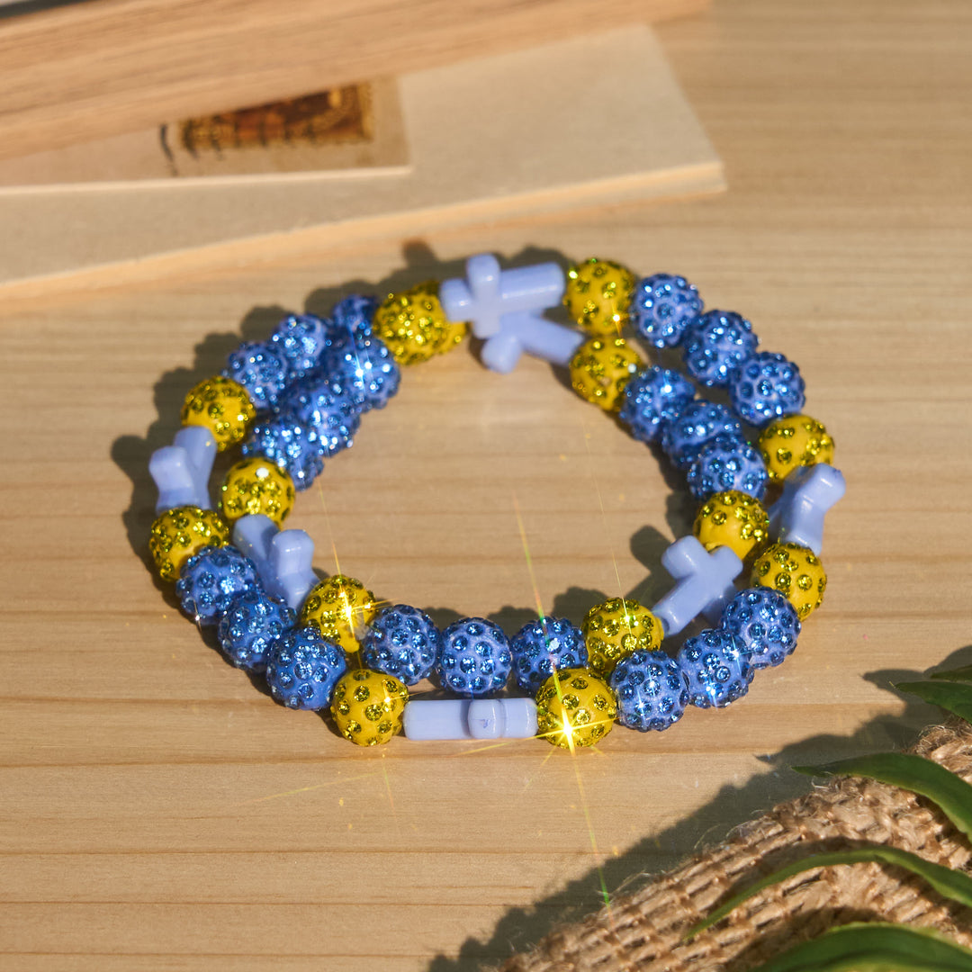 Christianartworkshop All-Day Wear Discoball Bling Baseball Beaded Cross Cross Bracelet: Symbol of Steady Sacred Light - E - image 18