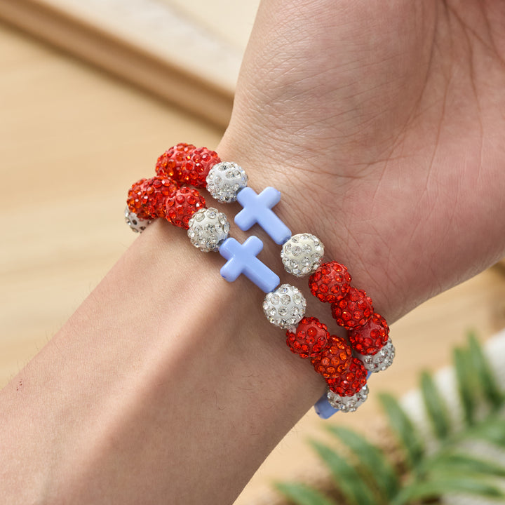 Christianartworkshop All-Day Wear Discoball Bling Baseball Beaded Cross Cross Bracelet: Symbol of Steady Sacred Light - image 8