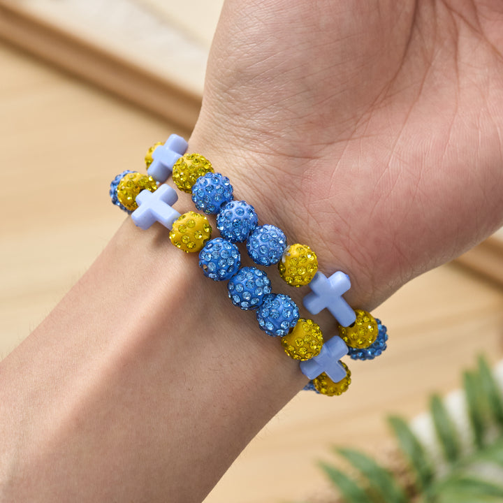 Christianartworkshop All-Day Wear Discoball Bling Baseball Beaded Cross Cross Bracelet: Symbol of Steady Sacred Light - image 20