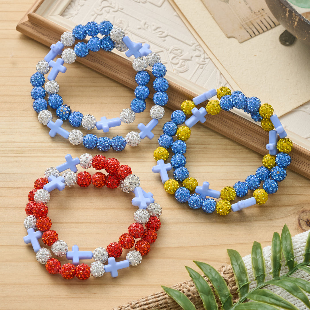 Christianartworkshop All-Day Wear Discoball Bling Baseball Beaded Cross Cross Bracelet: Symbol of Steady Sacred Light - image 2