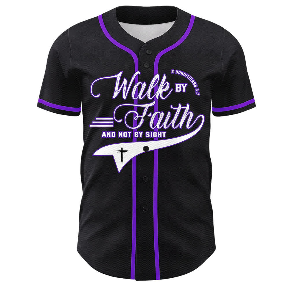 Christianartworkshop Walk By Faith And Not By Sight Cross Scripture Graphic Unisex Baseball Jersey - image 25