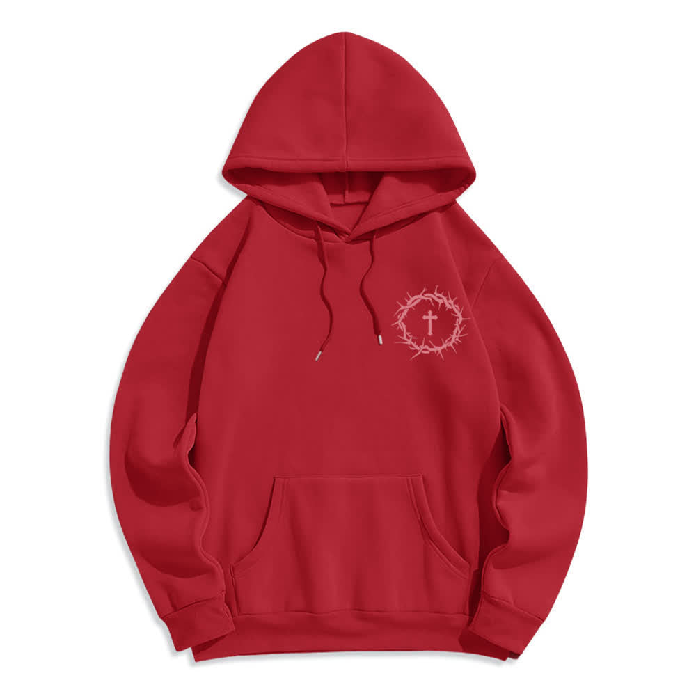 Christianartworkshop Faith Over Fear Thorn Cross Pullover Fleece Lined Polyester Hoodie - image 23