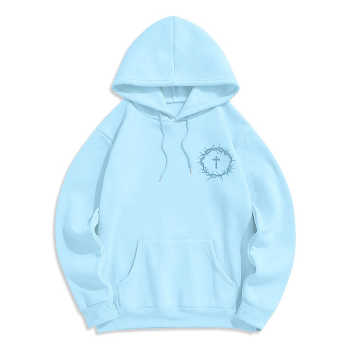 Christianartworkshop Faith Over Fear Thorn Cross Pullover Fleece Lined Polyester Hoodie - image 17