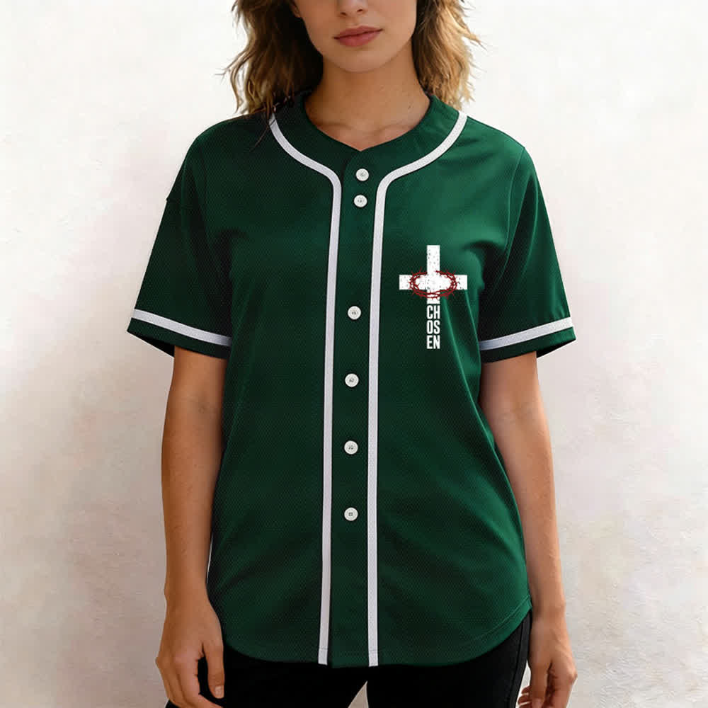 Christianartworkshop Jesus Cross Mesh Button Up Baseball Jersey - image 32