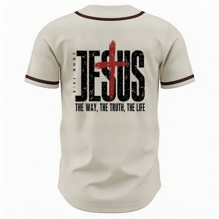 Christianartworkshop Jesus THE WAY THE TRUTH THE LIFE Button Up Baseball Jersey - image 22