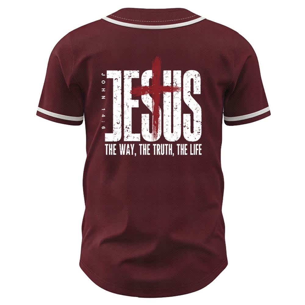 Christianartworkshop Jesus THE WAY THE TRUTH THE LIFE Button Up Baseball Jersey - image 15