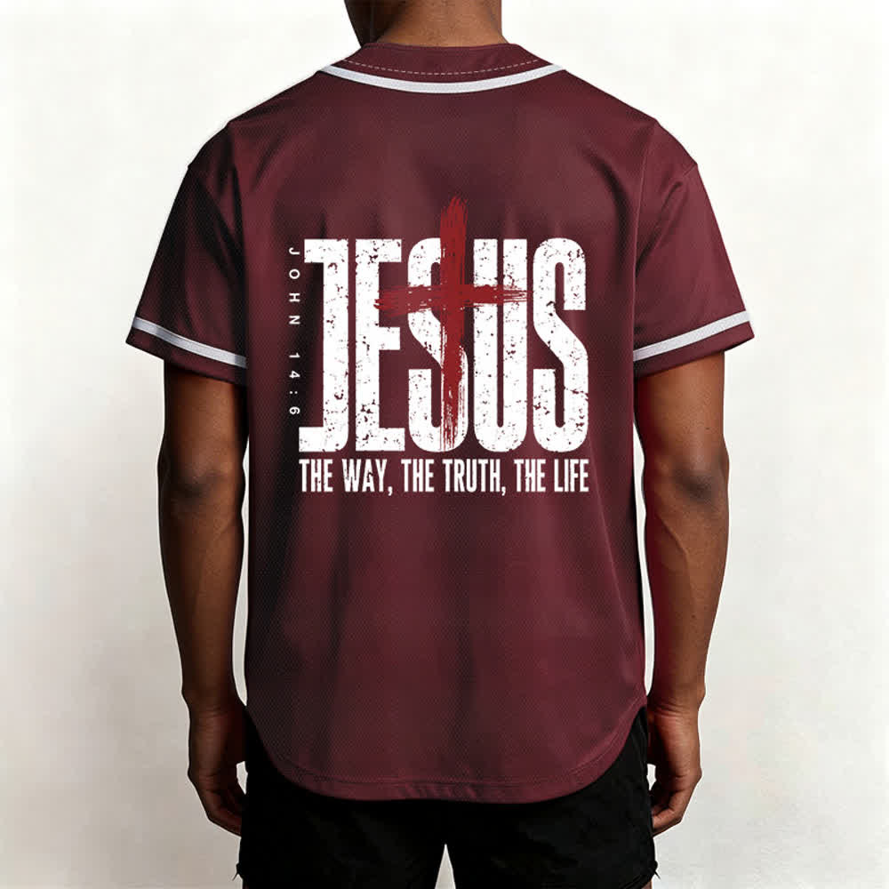 Christianartworkshop Jesus THE WAY THE TRUTH THE LIFE Button Up Baseball Jersey - image 19