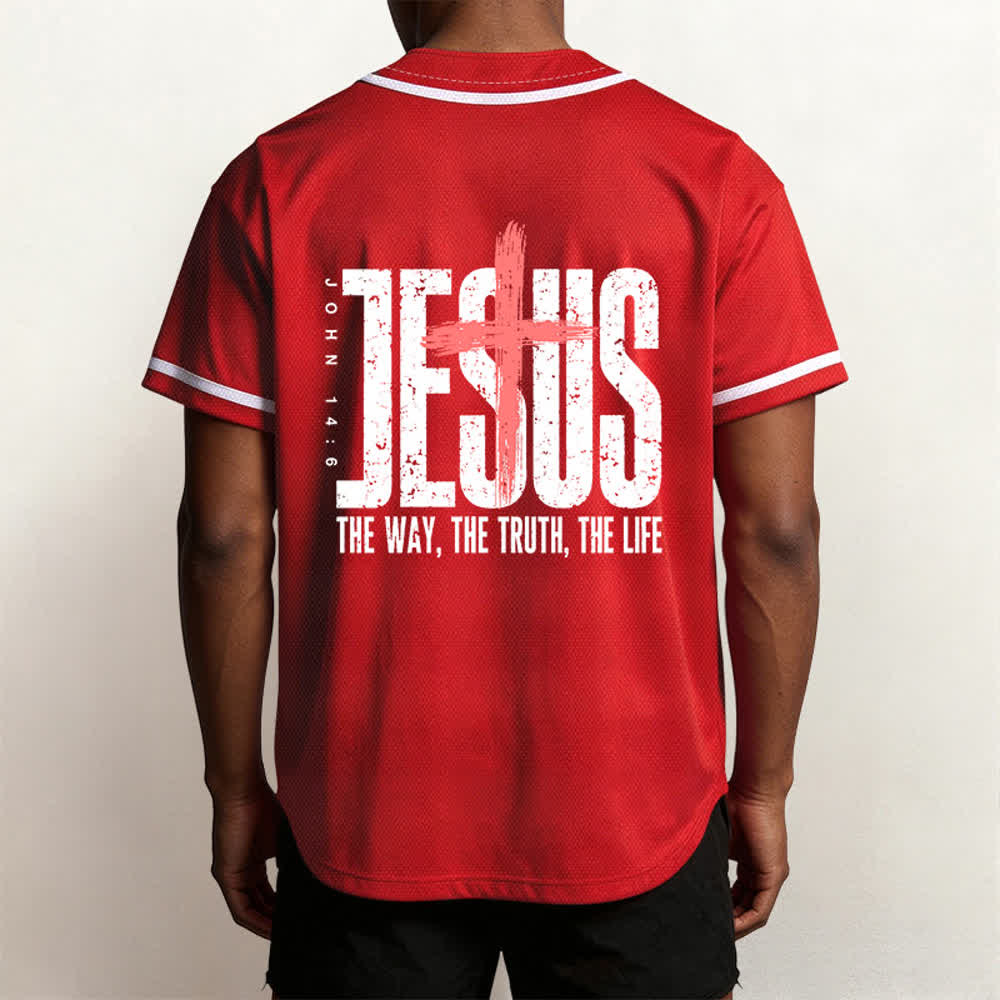 Christianartworkshop Jesus THE WAY THE TRUTH THE LIFE Button Up Baseball Jersey - image 47