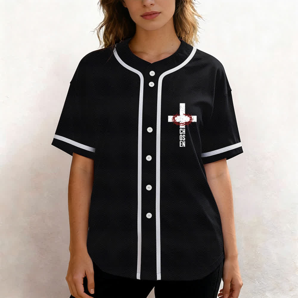 Christianartworkshop Jesus Cross Mesh Button Up Baseball Jersey - image 4