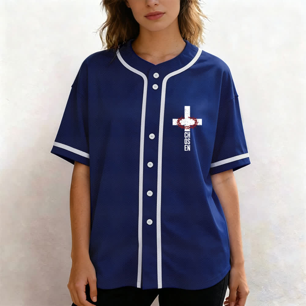 Christianartworkshop Jesus Cross Mesh Button Up Baseball Jersey - image 39