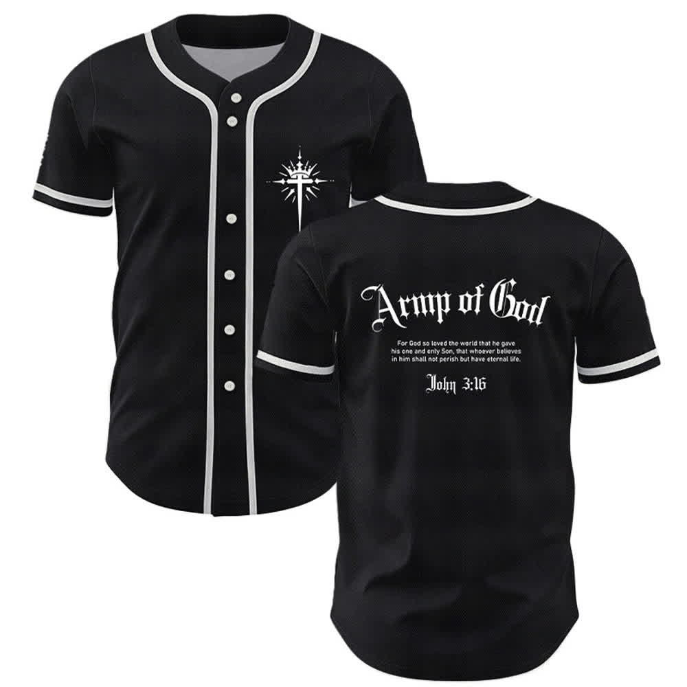 Christianartworkshop Army Of God Streetwear Baseball Jersey - Black - 5XL - image 7