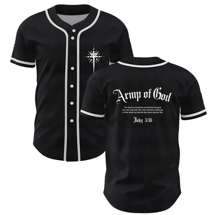 Christianartworkshop Army Of God Streetwear Baseball Jersey - Black - 5XL - image 7