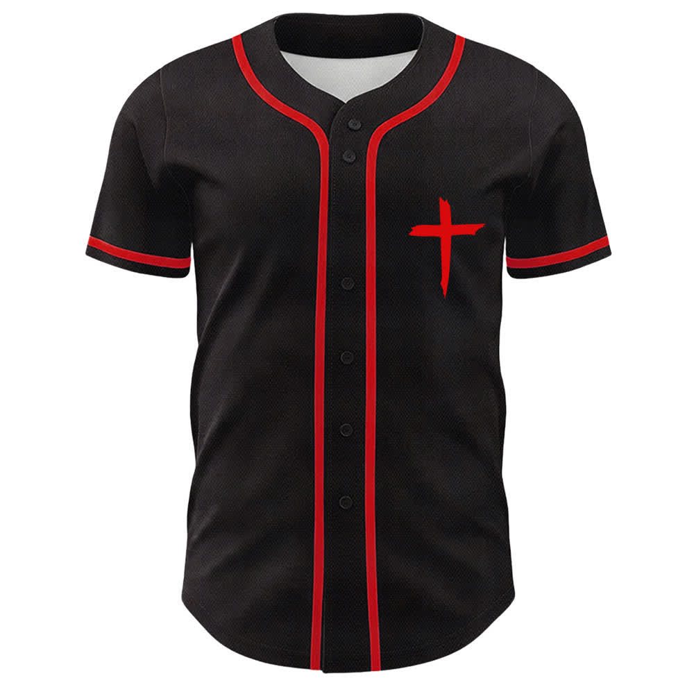 Christianartworkshop Faith Over Fear Cross Contrast Trim Baseball Jersey - image 25
