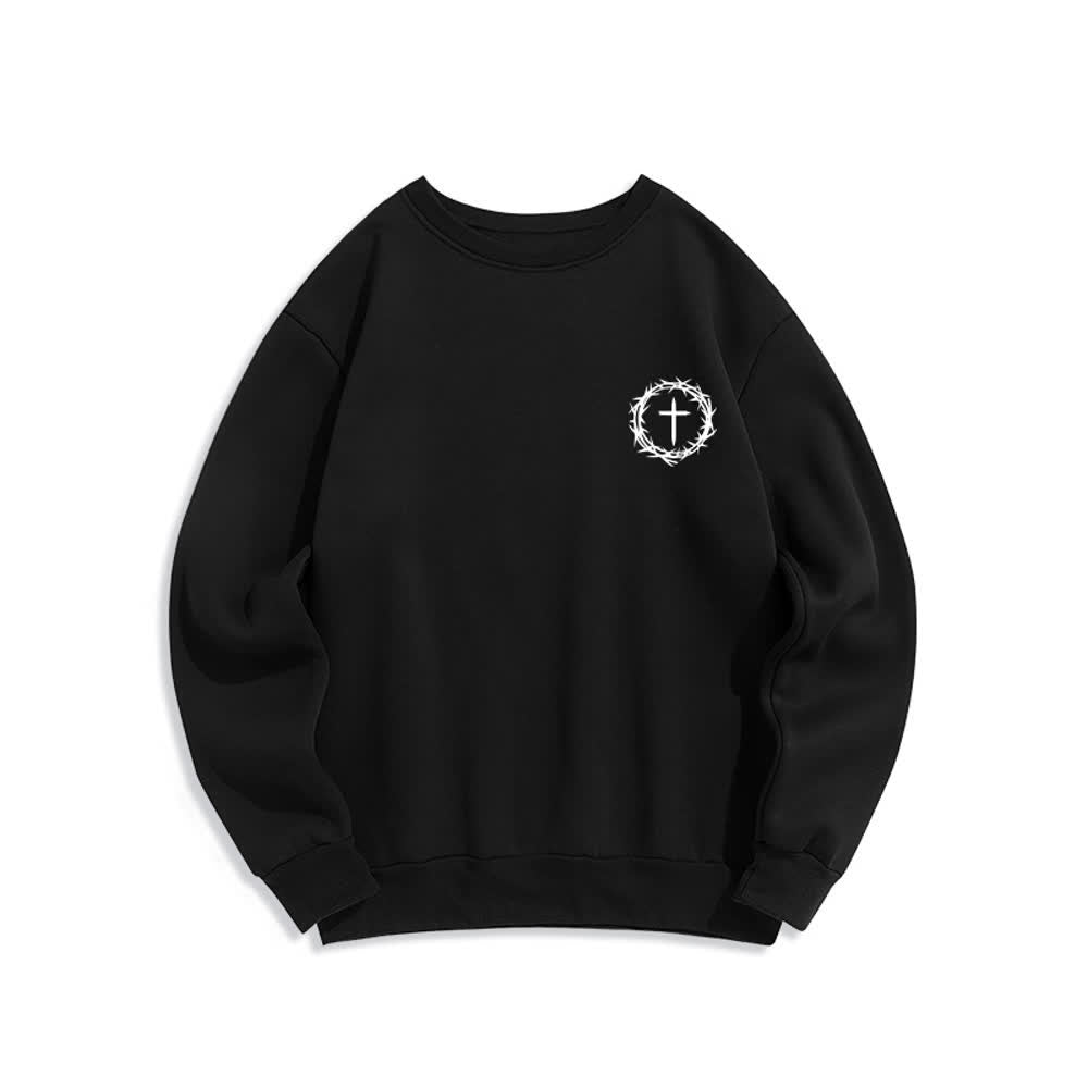 Christianartworkshop Three Days Thorn Cross Back Print Fleece Sweatshirt - image 8
