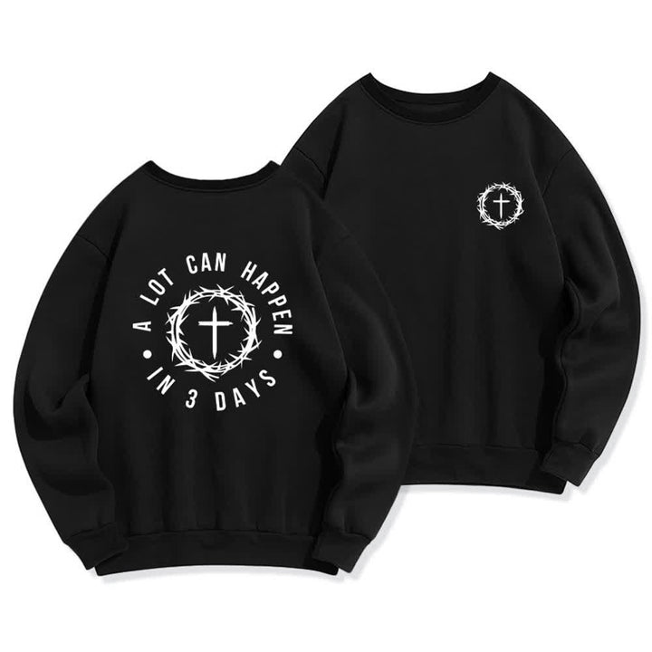 Christianartworkshop Three Days Thorn Cross Back Print Fleece Sweatshirt - Black - 2XL - image 6