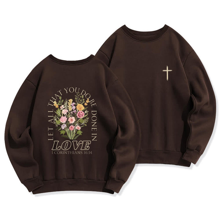 Christianartworkshop Love In Bloom Cross Back Print Fleece Sweatshirt - Brown - 2XL - image 6